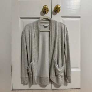 Athleta Light Gray Ribbed Cardigan